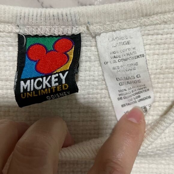 Vintage 80s Mickey Mouse Sz L Crewneck Sweatshirt 100% Cotton - Picture 5 of 8